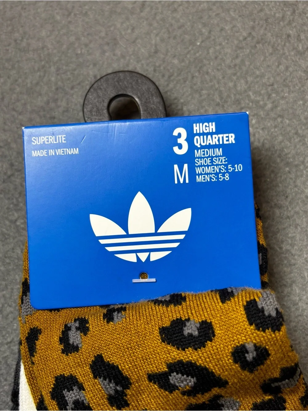 Adidas leopard print socks in black & multi size M - Picture 5 of 6